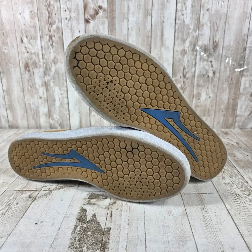 Lakai Newport Mens Suede Skate Shoes Mustard Yellow Blue MS120-0245 Size 13